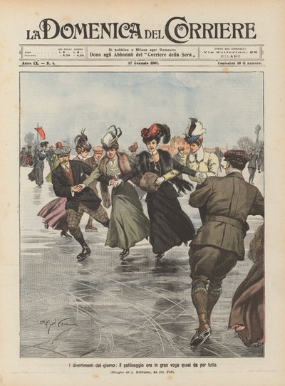 Los entretenimientos del día, el patinaje ahora en gran boga casi por todas partes de Achille Beltrame